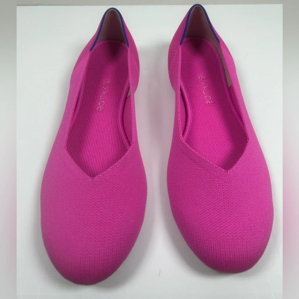 Rothy's Fuchsia Flats with Blue Trim Dragón Fruit - Picture 2 of 11